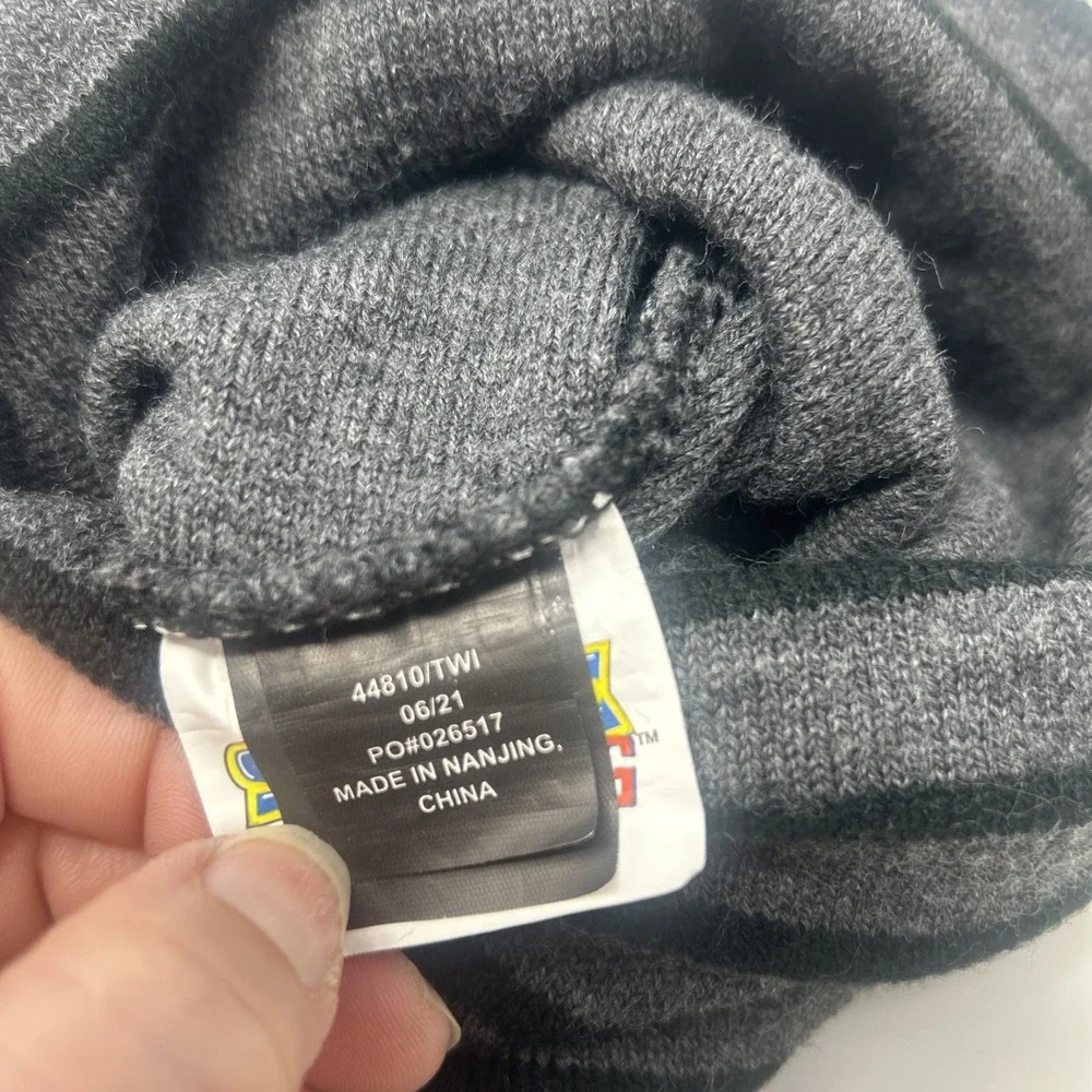 Sonic The Hedgehog Youth Boys Winter Beanie Hat Pom Sega Gray EUC